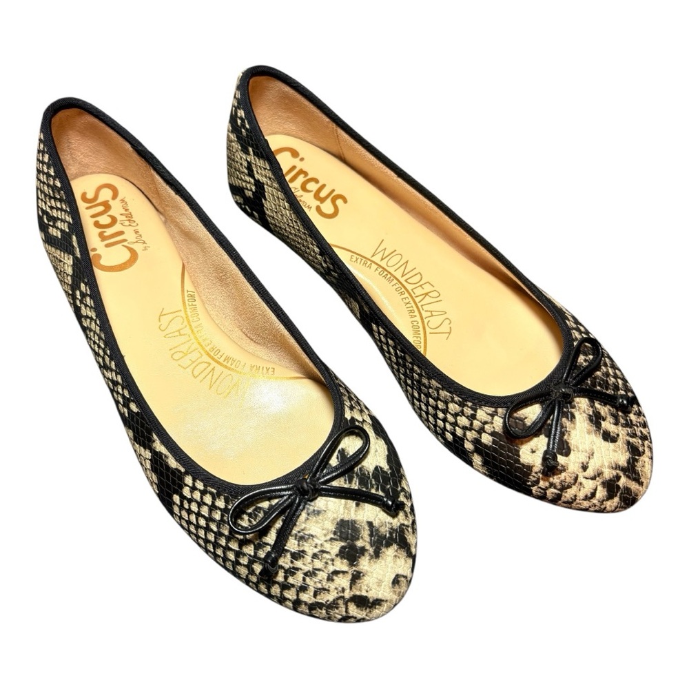 CIRCUS by SAM EDELMAN Charlotte Ivory Snakeskin Print Ballet Flats